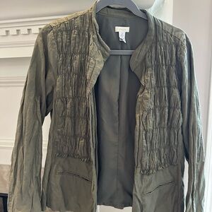 Chico's Olive Green Women's Jacket - Lightweight Open Front